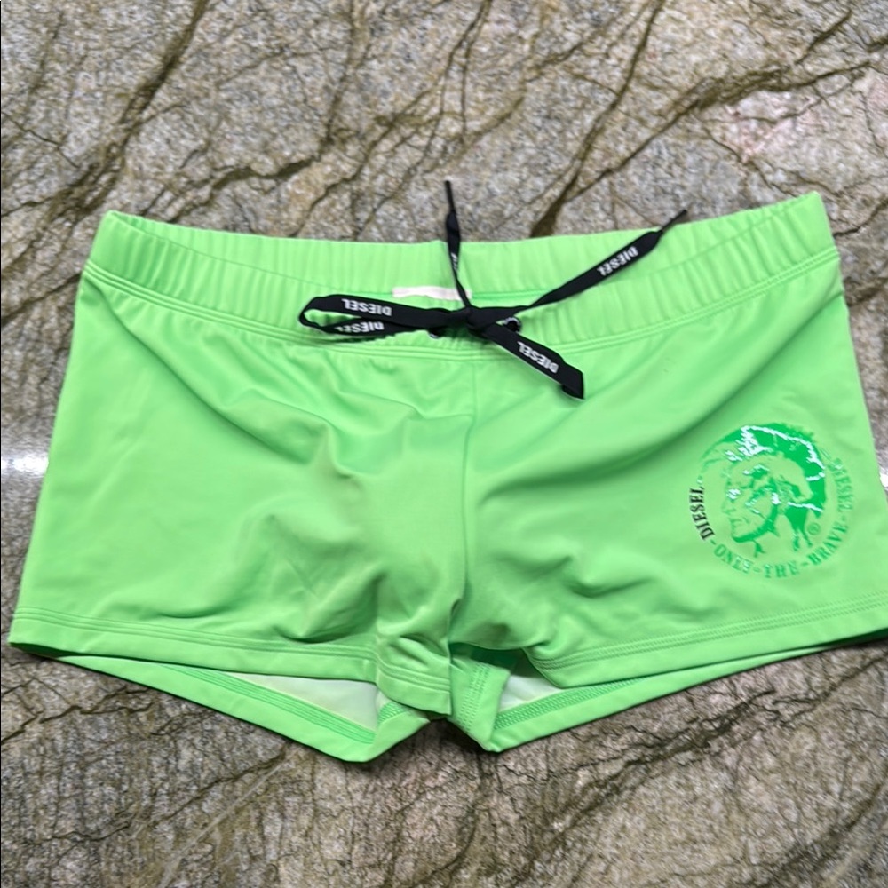 Diesel Green Swim Trunks with Adjustable Fit